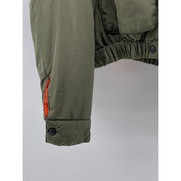 LABIJOU Women's Olive Green Snap-Button Cropped Puffer Jacket SZ M - Picture 6 of 10